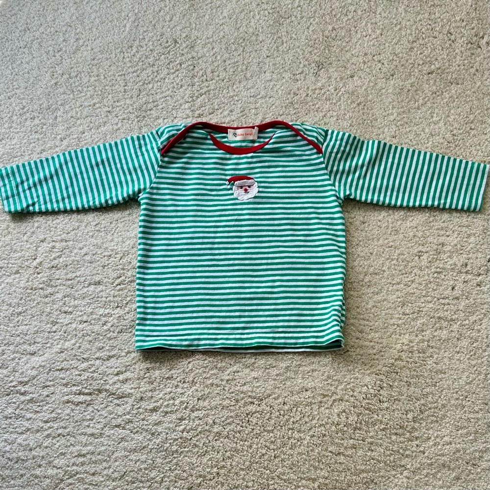 Toddler Boy Santa Shirt - Boutique Embroidered Long Sleeved Christmas Shirt